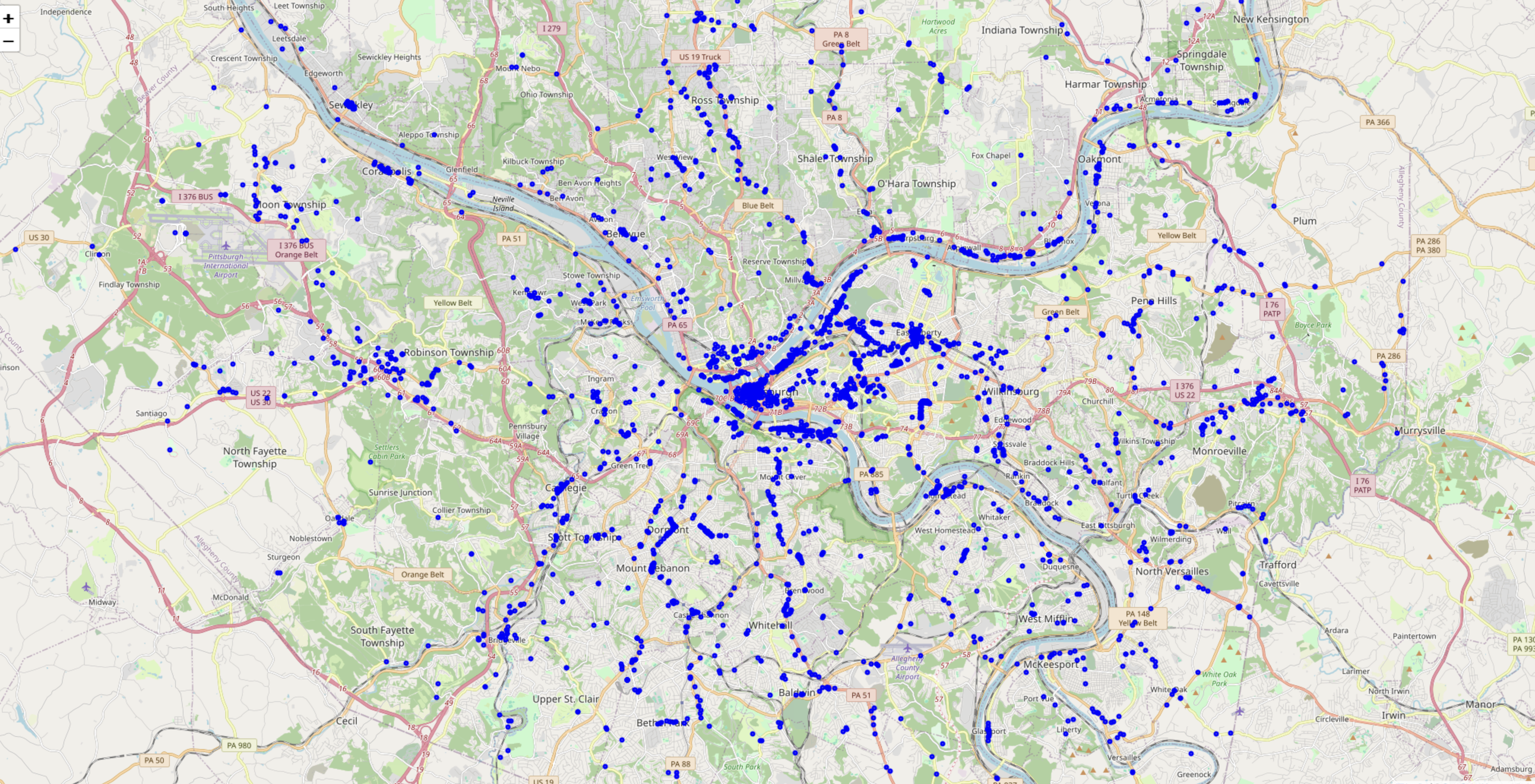 Pittsburgh Restaurants Map